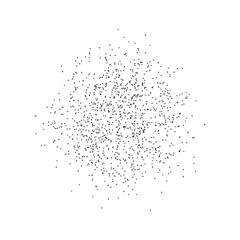 Grainy gradient circle in stipple effect. Sand noise shape  background with grain dots. Abstract spheres, spray, black round, dotwork texture on white background. Isolated vector illustration.