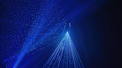 Vector Abstract, science, futuristic, energy technology concept. Digital image of light rays, stripes lines with blue light background