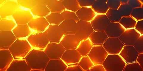 Glowing Orange Hexagonal Pattern Abstract Background