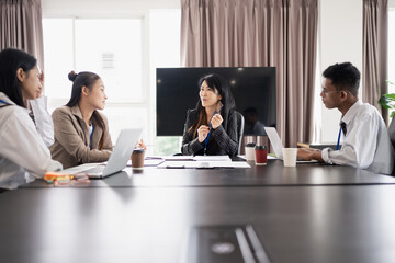 Business People brainstorming Meeting Design Ideas use post it notes to share idea professional investor start up project business brainstorming planning in office