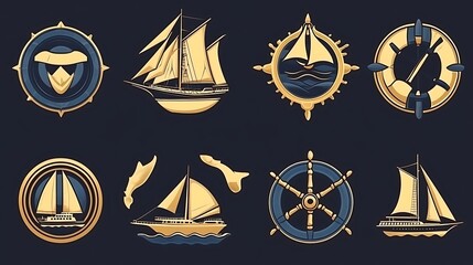 set of ships and yachts