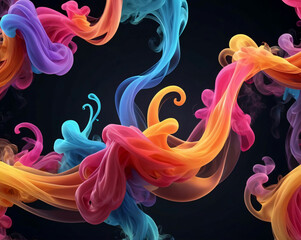 Colorful smoke clouds mixed together.