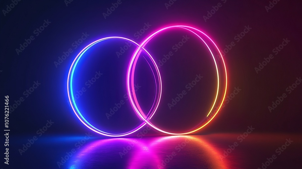Poster a set of neon gradient frames, featuring glowing round futuristic design elements. the collection in