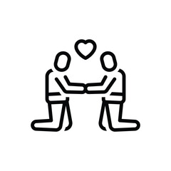 Black line icon for love