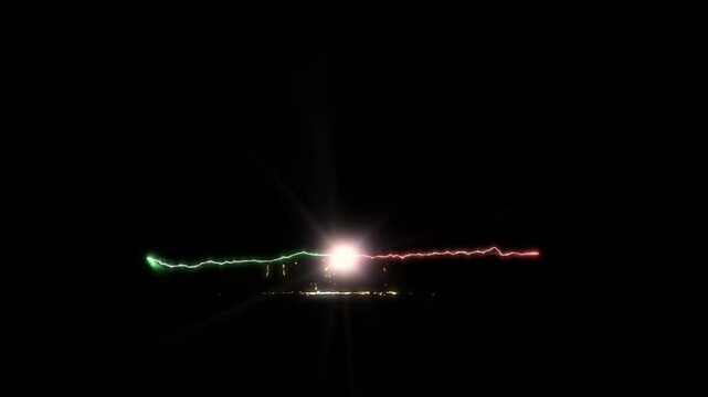 Overlay of the collision of two magic rays created by magic wands, special magic effect of two colored rays colliding with each other