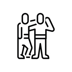 Black line icon for support