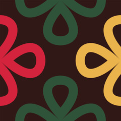 Collection of vibrant seamless linear patterns with clover shapes on a festive Christmas background. Playful designs for holiday fashion, textiles, home decor, and print