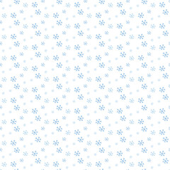 Snowflakes doodle pattern blue on white background.