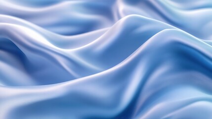 Obraz premium Elegant blue satin fabric draped in soft waves, creating a tranquil and luxurious feel.