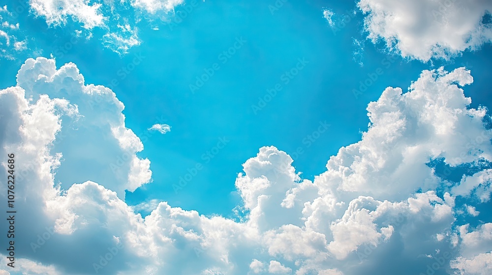 Aufkleber breathtaking blue sky adorned with fluffy clouds, creating a serene atmosphere. ideal for capturing 