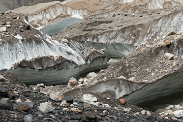 View of Baltoro glacier near Gore 2 camp. Karakoram Mountains. Gilgit-Baltistan region. Pakistan. Asia.