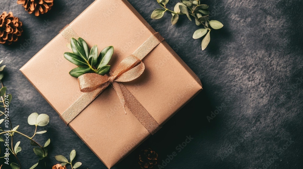 Poster mockup of a gift box designed for greetings, with ample empty space for text, perfect for displaying