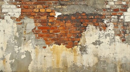 Antique old brick wall texture with mold creates a unique atmosphere. The antique brick wall texture includes intriguing details and offers ample copy space for creative use.