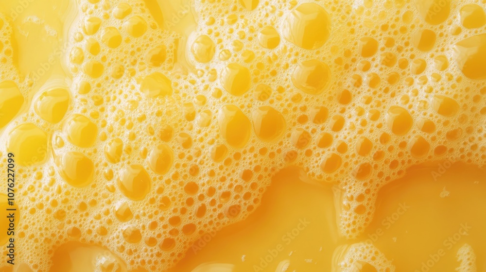 Aufkleber close-up of yellow liquid bubbles creating a vibrant texture, with detailed yellow liquid bubbles pr