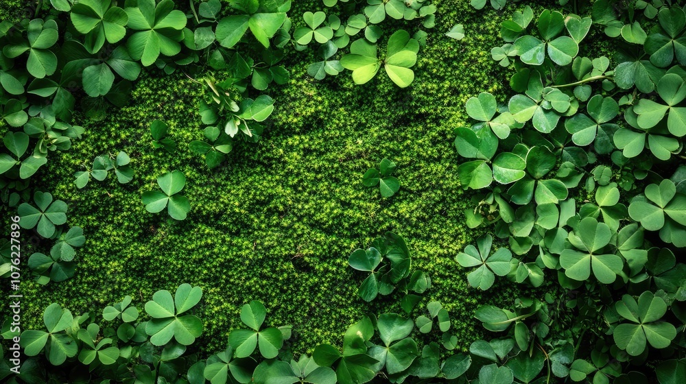 Poster lush green carpet of moss creates a vibrant natural background texture, inviting attention with moss