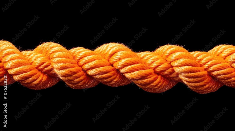 Poster orange rope set against a black background creates a striking contrast. the rough texture of the ora