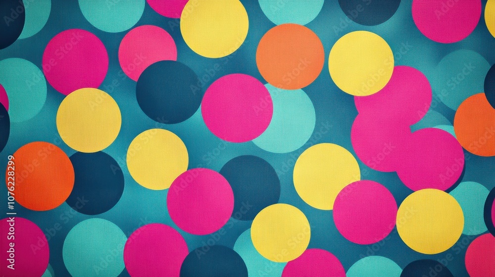 Poster colorful abstract pattern featuring vibrant dots in various sizes, creating a lively mood.