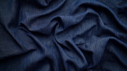 Fototapeta premium Close-Up of Dark Blue Denim Fabric Texture With Soft Lighting Highlighting Fine Details and Stitching Reflecting Classic Style and Durable Fashion Material