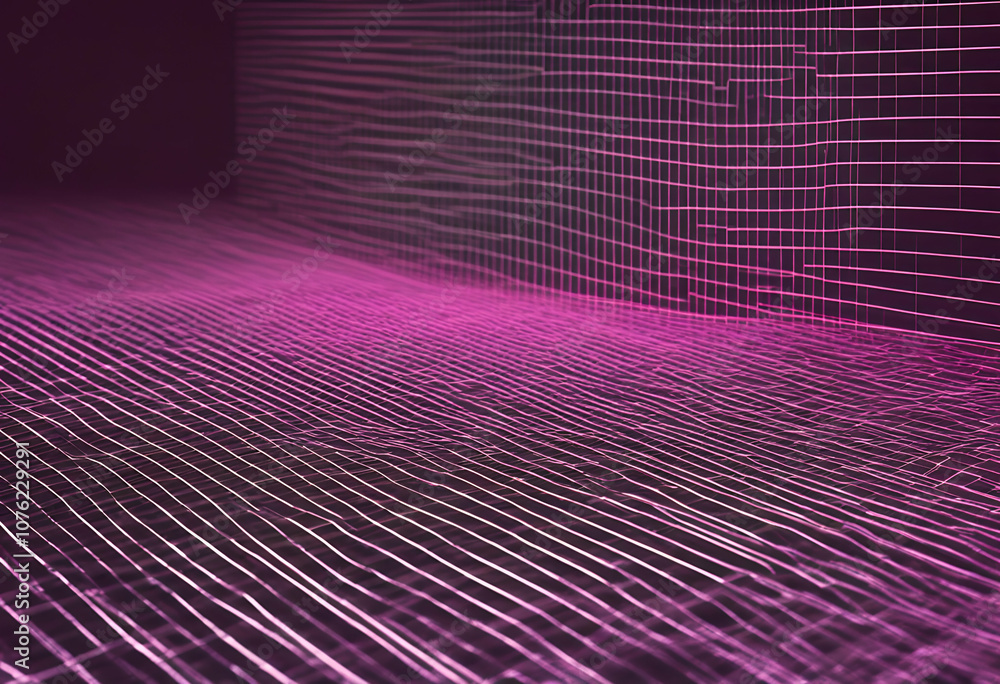 Poster futuristic grid pattern rendering flooring 80s lines abstract style digital retro 90s perspective te