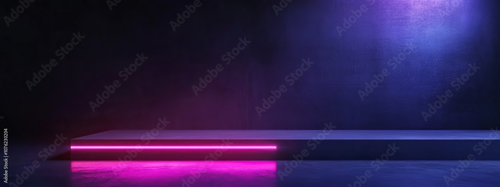 Aufkleber high-tech dark podium with gradient neon lights for product display and presentation background