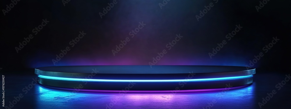 Poster high-tech dark podium with embedded led strip for display and presentation products