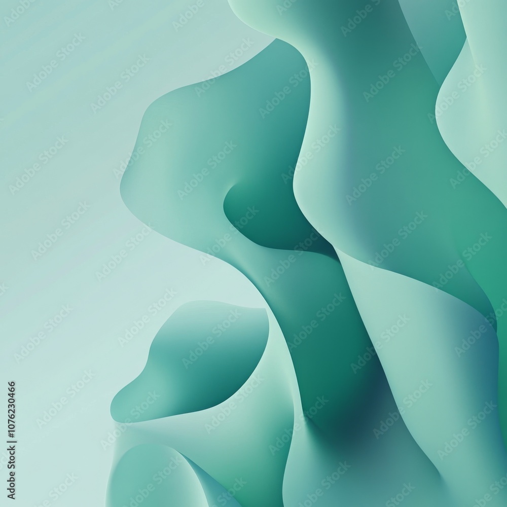 Poster light blue and green gradient background with flowing organic shapes that create a calming