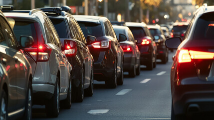Fototapeta premium Commuters using a shared autonomous carpool service, with AI optimizing routes for faster travel and energy efficiency