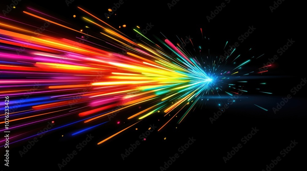 Aufkleber A dynamic AI-generated illustration of vibrant neon colors exploding in a burst against a dark black background, creating an energetic and modern abstract design