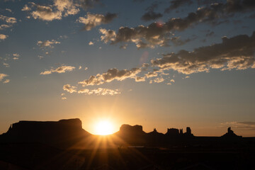Monument Valley rock formations at sunrise
