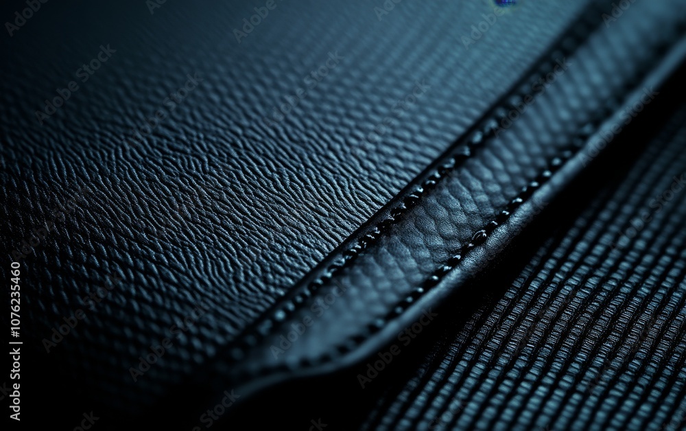 Poster close-up of textured leather surface with intricate patterns and stitching.