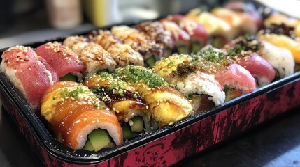 Colorful Sushi Platter for Delicious Dining Experience
