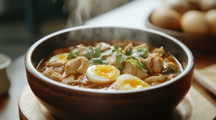 Delicious Chicken Soup with Eggs and Herbs