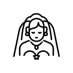 Black line icon for bride