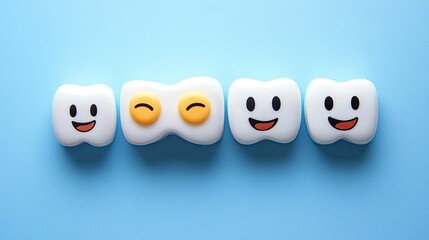 Obraz premium Cheerful Tooth Character Art on Blue Background