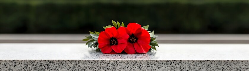 Fototapeta premium Red Poppies on Gray Stone Surface