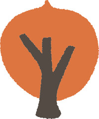 Obraz premium hand drawn illustration orange autumn tree