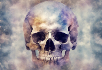 halloween watercolor iris skull closeup anatomy