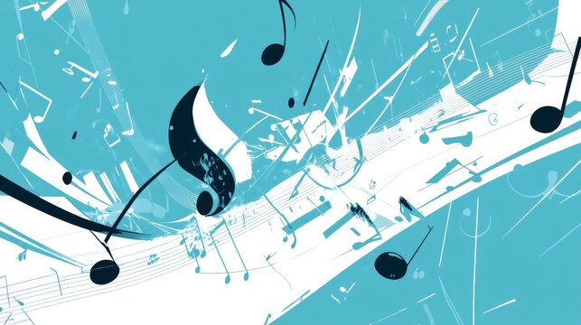 a dynamic musical background illustration, incorporating notes and instruments, perfect for projects related to music education or events