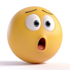 Fototapeta premium This expressive emoji captures a moment of shock with its wide eyes and open mouth, evoking emotions of disbelief and surprise. The bright yellow adds vibrancy to the emotive face