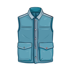 Naklejka premium Vector Cartoon Down Vest Blue Waistcoat Illustration