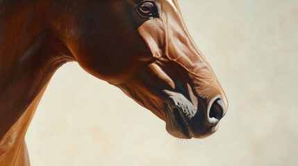 a refined classical oil portrait of a thoroughbred horse, capturing the beauty and grace of this majestic animal, perfect for equestrian art enthusiasts