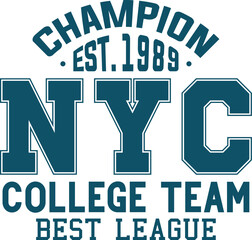 New York college vector label and print design for t-shirt Basketball graphic College Brooklyn typography Vector