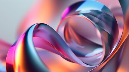  Abstract 3D Background Holographic twisted liquid 3d render glossy shape isolated on background. Generative AI