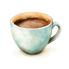 Fototapeta premium A cozy, artistic depiction of a steaming coffee cup, rich in color and inviting warmth.