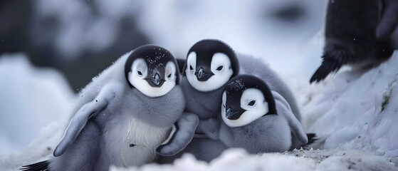"Penguins Seeking Comfort: A Heartwarming Gathering for Warmth in the Chill of Winter"