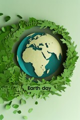 A green-toned paper Earth, surrounded by a symphony of paper foliage