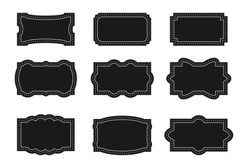 Set of vintage black borders with lines. Decorative frames for creative design projects.