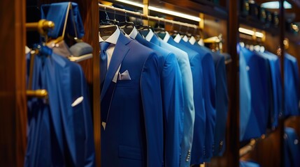 Obraz premium Blue Suits in a Retail Shop