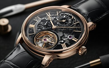 A luxurious mechanical watch showcasing intricate design and craftsmanship.