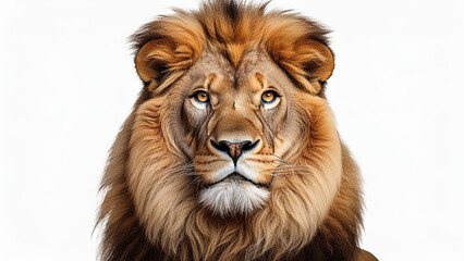Fototapeta premium A close up of a lion on a white background. PNG transparent.